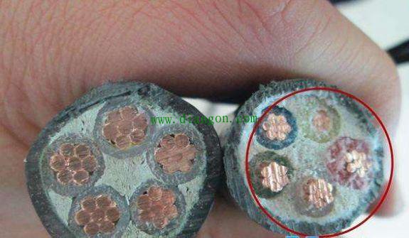 不合格電線電纜對比